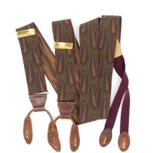 Martin Dingman Green Gold Maroon Paisley Suspenders | Y Style | Reptile | EUC